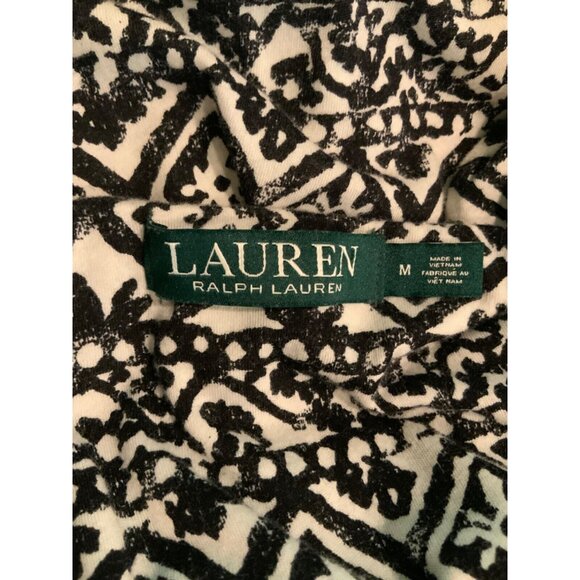 Lauren Ralph Lauren Black & White Geometric Sleeveless Trapeze Midi Dress Size M - Picture 7 of 7